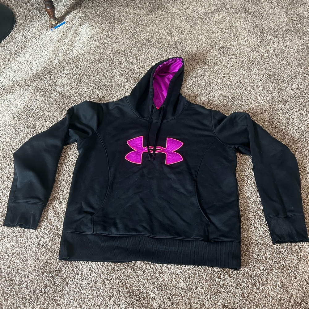 Black and pink under armour hoodie